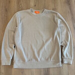 Negative Space Ribbed Knit Sweatshirt Light Gray Crew Neck Pullover Size Medium
